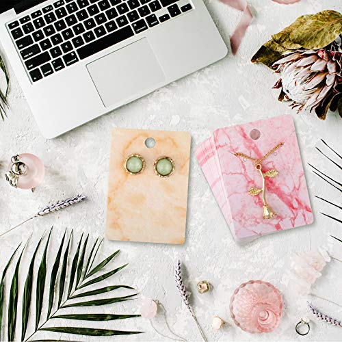 900 Pcs Marble Earring Necklace Display Card Holder for Selling, 250 Pcs 5 Colors Jewelry Display Cards 150 Pcs Self Seal Bags and 500 Earring Back for Jewelry Packing, 2 x 2.8 Inches (Marble)