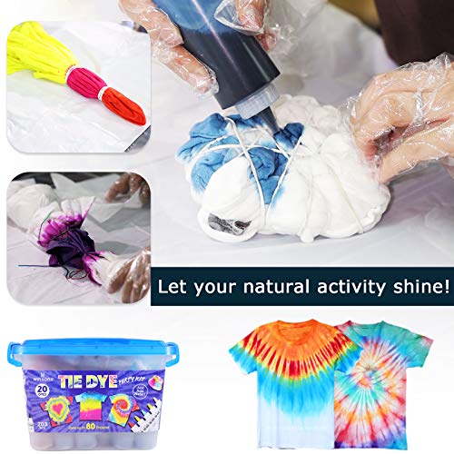 WINSONS Tie Dye Kit 20 Colors Permanent Fabric Dye Art Set for Kids Adults for School, Homemade Party, Creative Groups Activities, DIY Gift