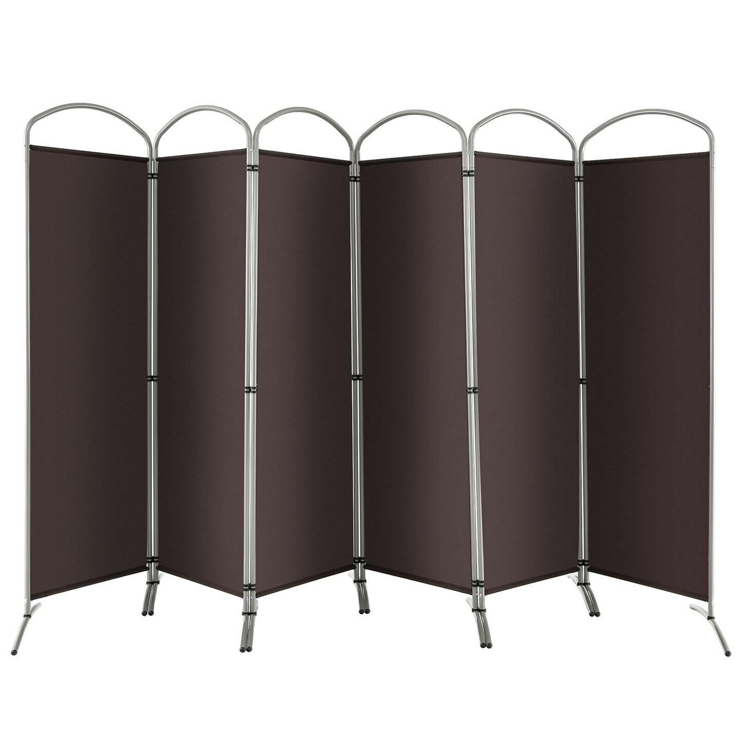 Extra Wide 6-Panel Folding Room Divider Privacy Screen with Metal Frame for Office or Bedroom