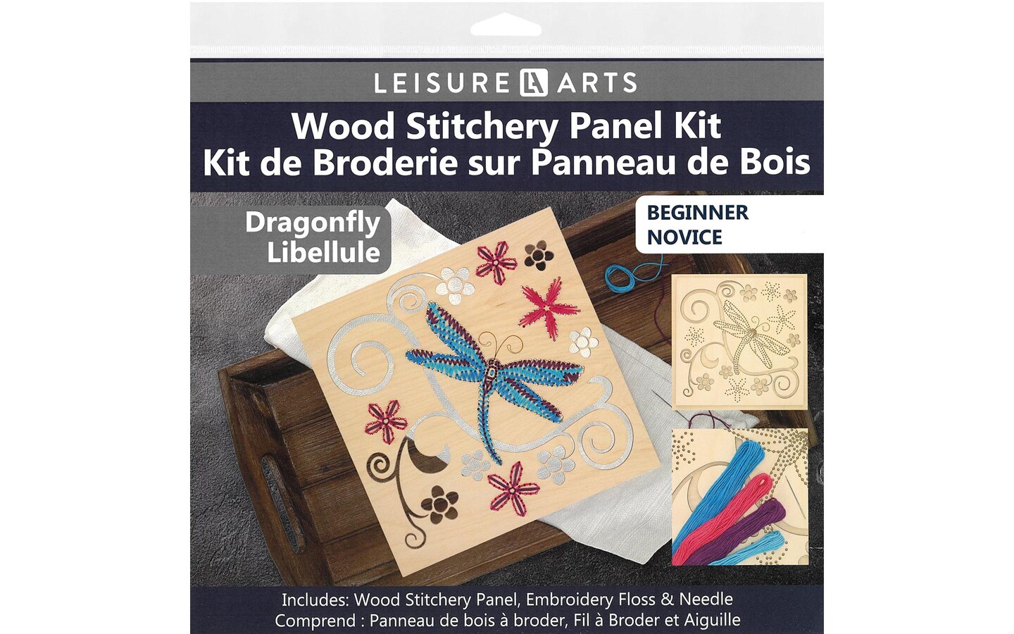  Wood Stitched String Art Kit with Shadow Box Dragonfly