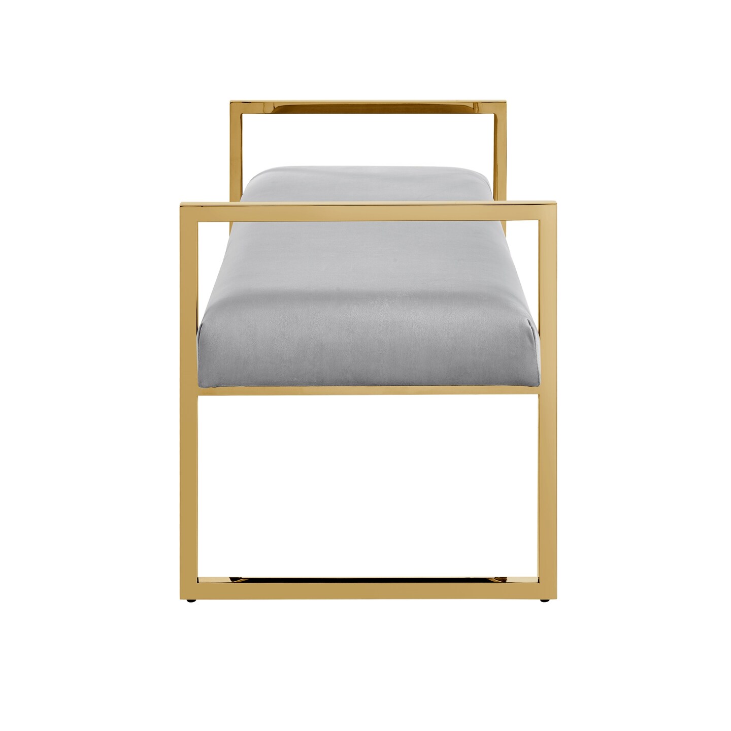 Maja Velvet/PU Leather Bench With Chrome/Gold Base