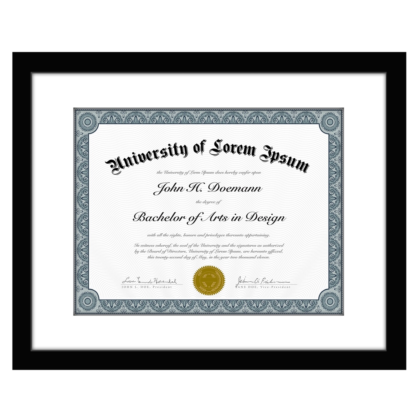 Americanflat 11x14 Diploma Frame - 8.5x11 with Mat or 11x14 without Mat - Certificate Frame for Displaying Documentation - Shatter Resistant Glass - Hanging Hardware