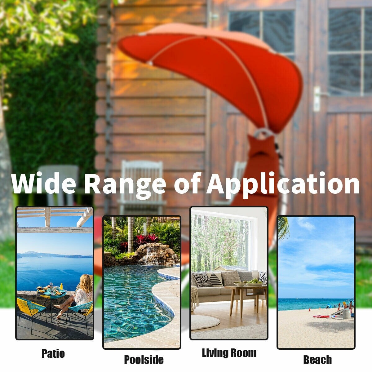 Patio Hanging Swing Hammock Chaise Lounger Chair with Canopy