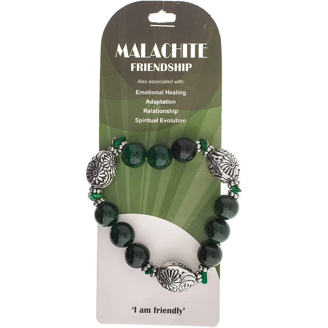 Earth&#x27;s Jewels Semi-Precious Dyed Green Malachite Jasper Bracelet