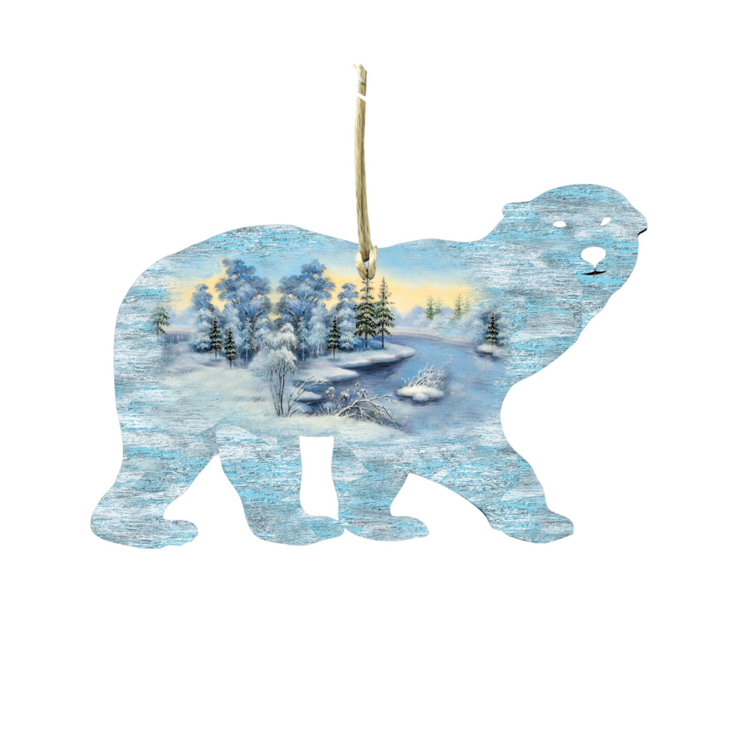 Designocracy Set of 2 Snowy Polar Bear Wooden Christmas Ornaments 5.5&#x22;