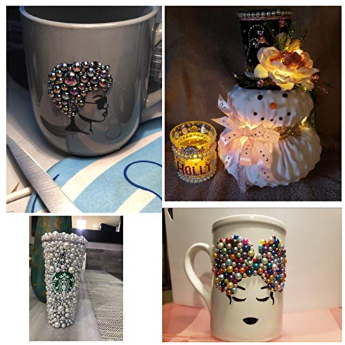 1000 Pieces Flatback Half Pearls, Mixed Size 4/6/8/10/12/14mm Flat Back Round Half Pearls Beads for Crafts Jewelry, Loose Beads Gem (Jet Black AB)