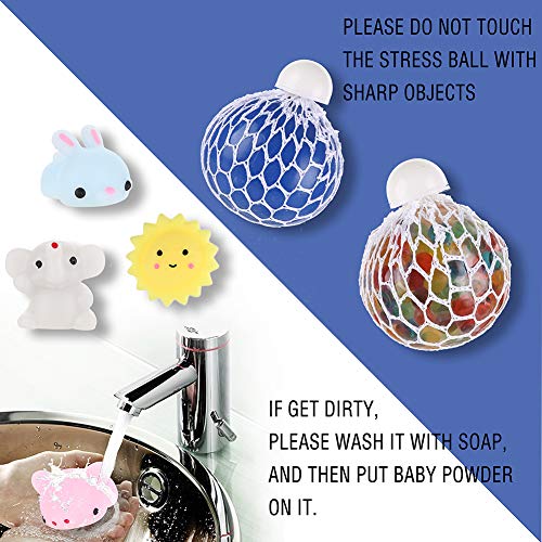 24 Pieces Sensory Fidget Toys Set Liquid Motion Timer Grape Ball Mochi Squishy Stretchy String Flippy Chain Easter Egg Marble Mesh Squeeze Bean Cube for Autistic Kids ADHD and Anti-Stress