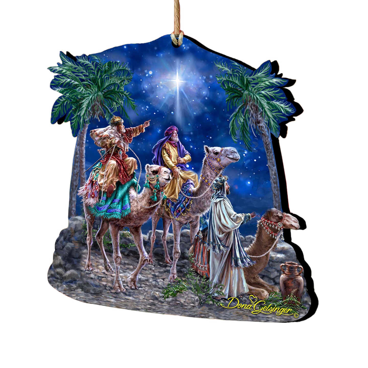 Designocracy Set of 2 Three Kings Wooden Christmas Ornaments 5.5&#x22;