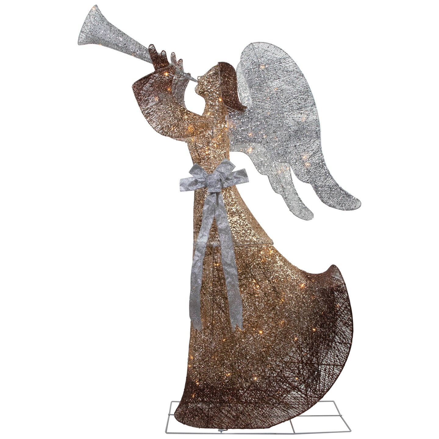 Northlight 60" Gold LED Lighted Angel with Trumpet Outdoor Christmas Decoration