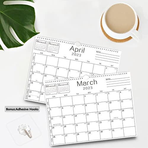 BHR Wall Calendar -Calendar 2023-2024 from Jan. 2023 to Jun. 2024 18 Months Calendar 14.7&#x22;&#xD7;11&#x22;Thick Paper with Julian Dates and Block for New Year and Christmas Gifts (White)