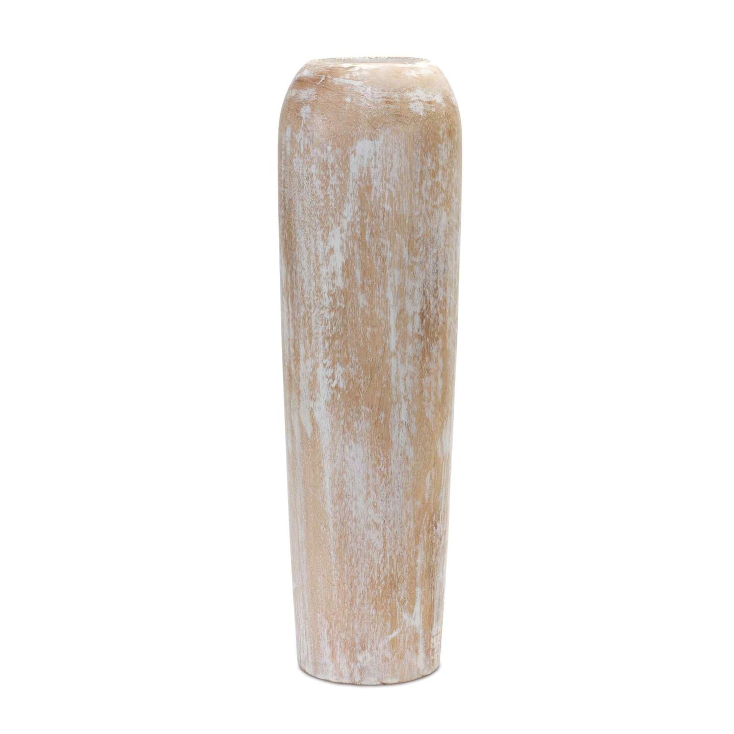 Melrose Wooden Floor Vase - 23.5&#x22; - Brown and White