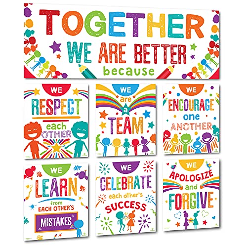Classroom Banner Decorations and Poster Bulletin Board Set - "Together We Are Better"