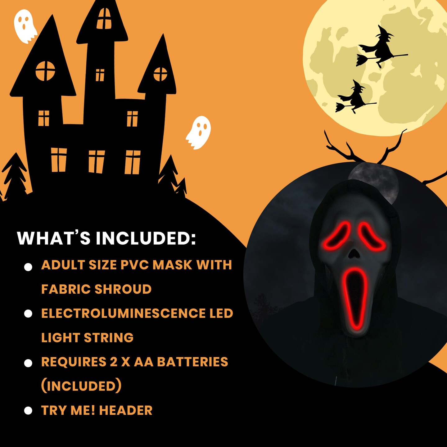 Ghost Face Illumo EL Light-Up Costume Mask