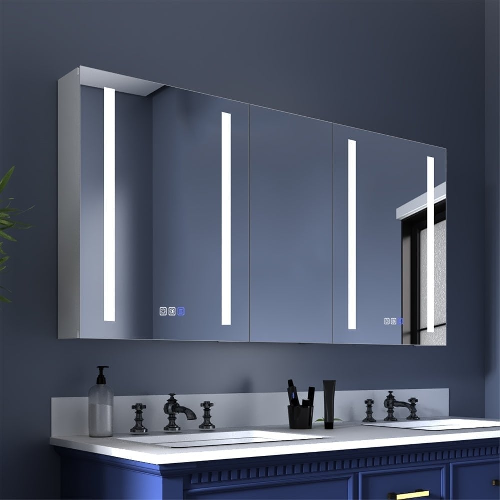 Boost-M1 52&#x22; Led Lighted Medicine Cabinet With Mirror Recessed Or Surface Mount