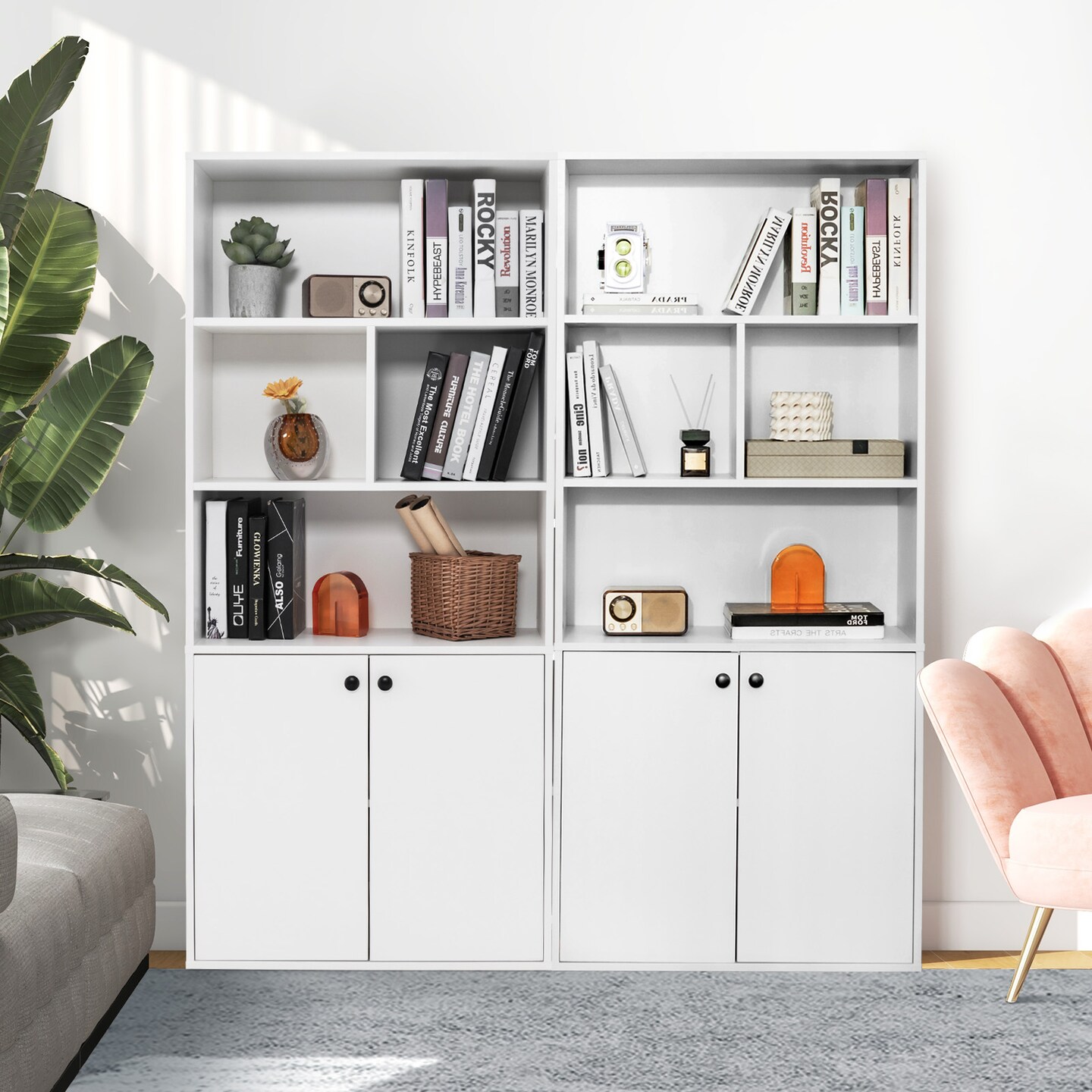 5-tier Freestanding Bookcase With Open Cubes And Adjustable Shelf-white