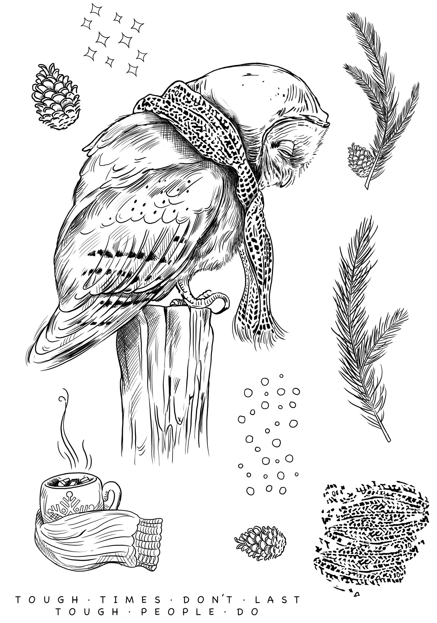 Katkin Krafts  Wisdom Owl 6 in x 8 in Clear Stamp Set