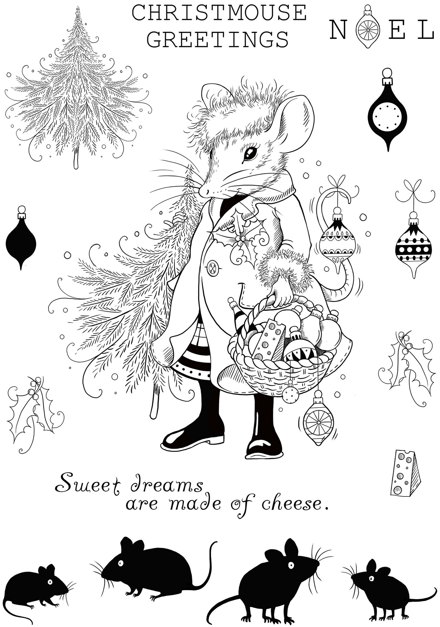 Pink Ink Designs  Mouserella 6 in x 8 in Clear Stamp Set