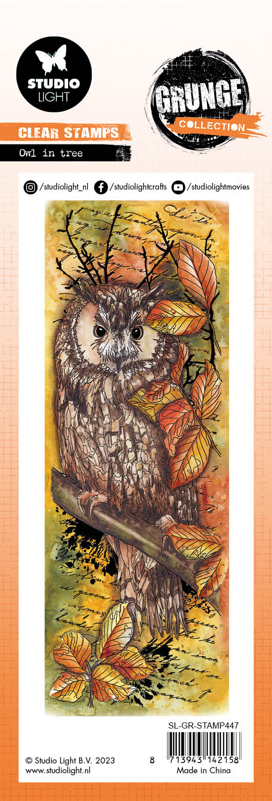 Studio Light SL Clear Stamp Owl In Tree Grunge Collection 68x203x3mm 1 PC nr.447