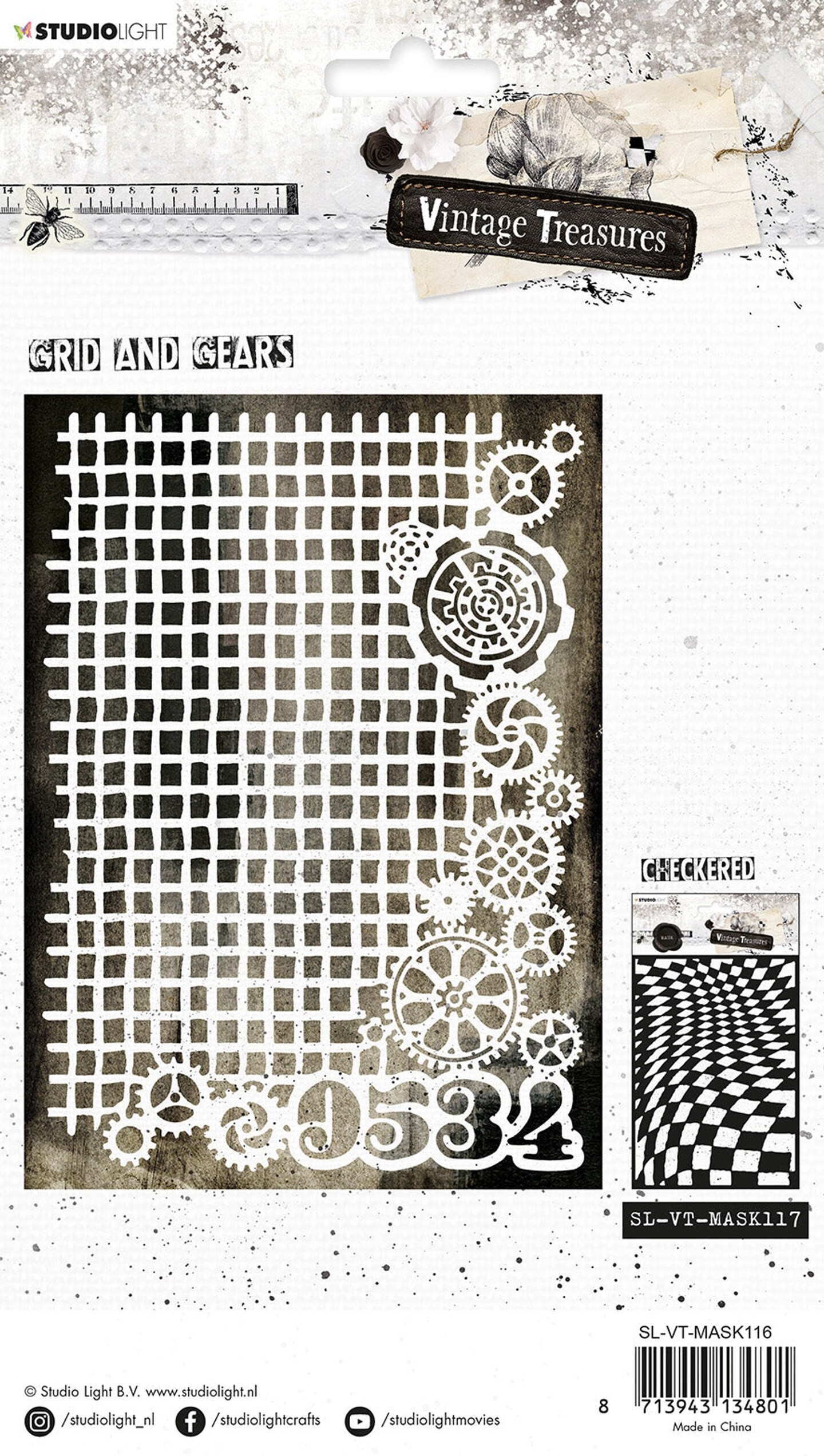 Studio Light SL Mask Grid And Gears Vintage Treasures 210x148x1mm 1 PC nr.116