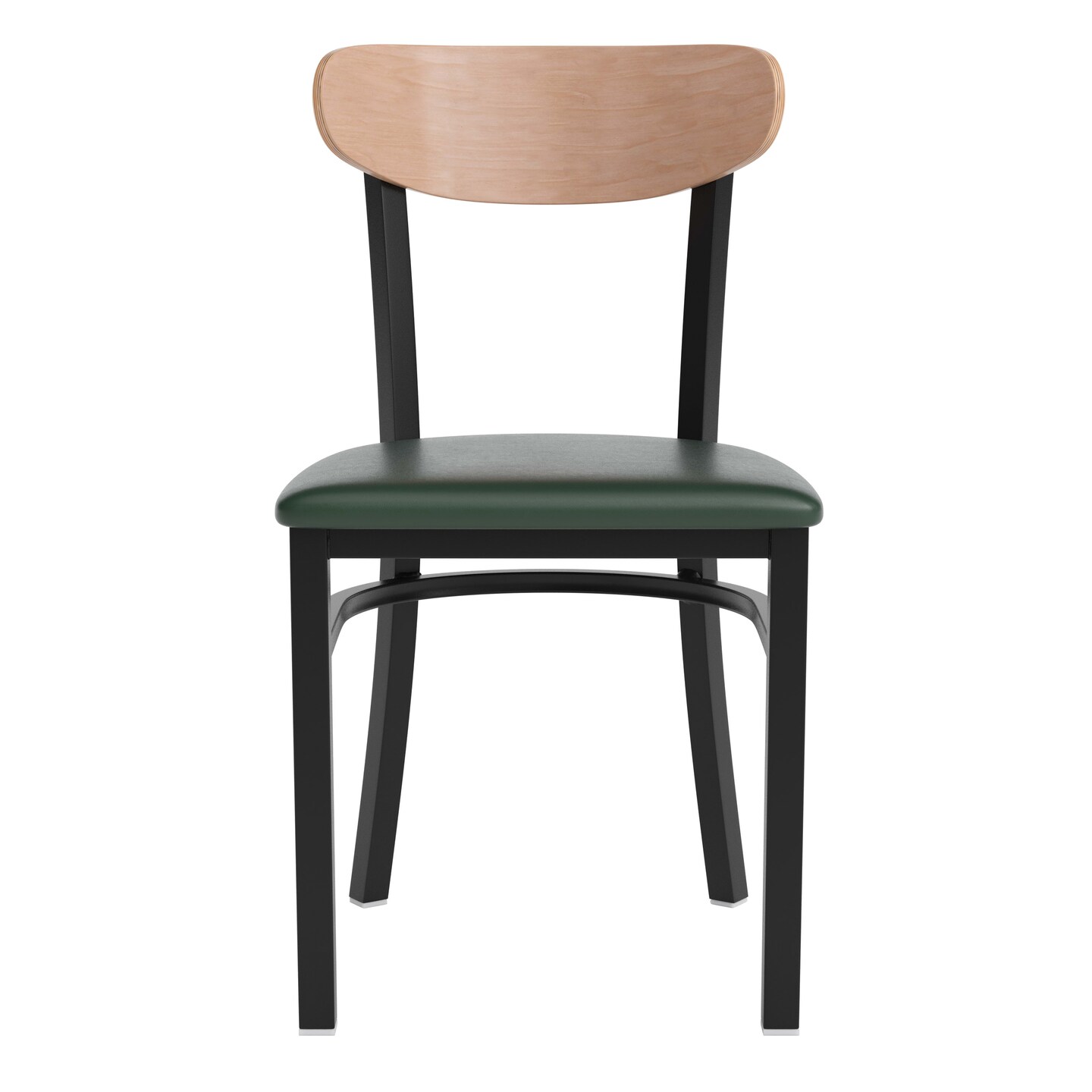 Emma and Oliver Yara Industrial Dining Chair with Rolled Steel Frame and Solid Wood Seat - 500 lbs. Static Weight Capacity