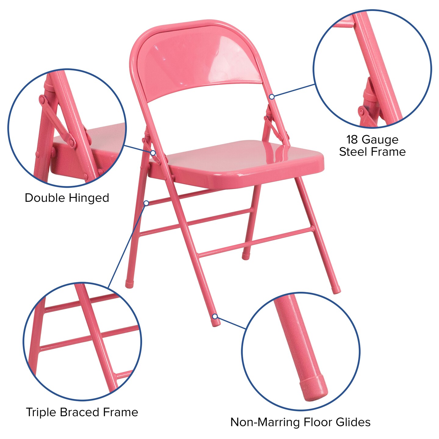 Emma and Oliver 4 Pack Colorful Metal Folding Chair Teen and Event Seating