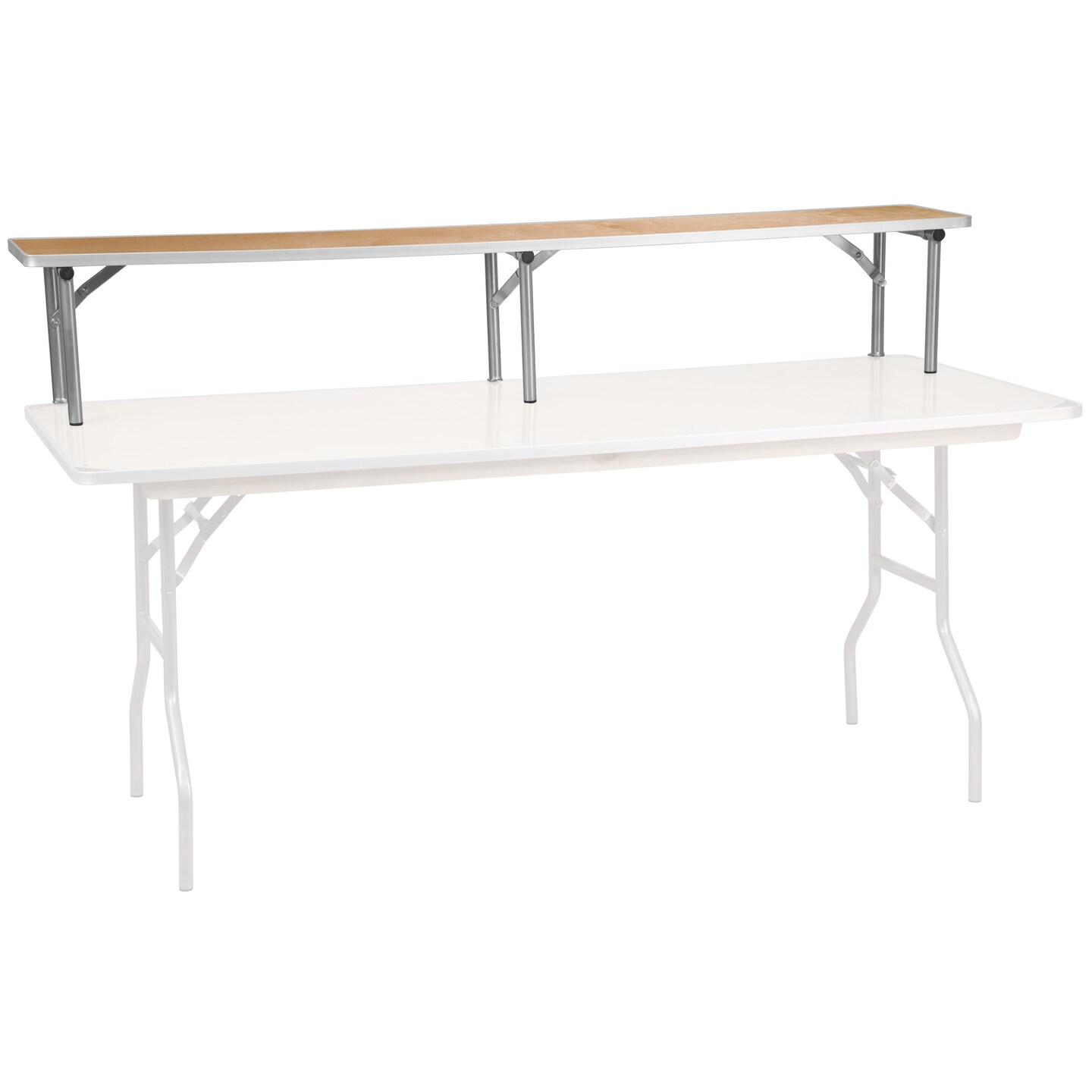 Emma and Oliver 72'' x 12'' x 12'' Birchwood Bar Top Riser with Silver Legs