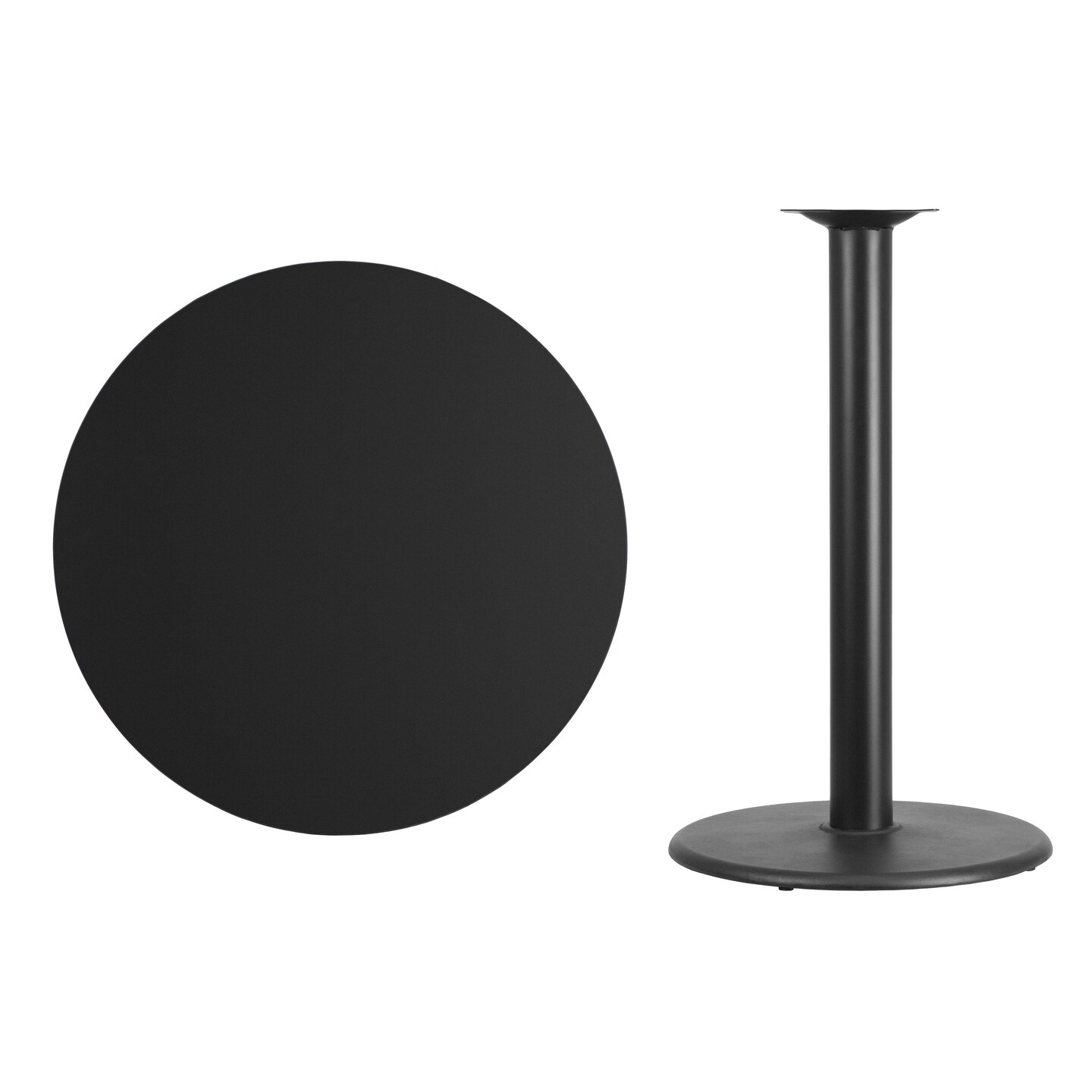 Emma and Oliver 36&#x22; Round Laminate Table Top with 24&#x22; Round Bar Height Table Base