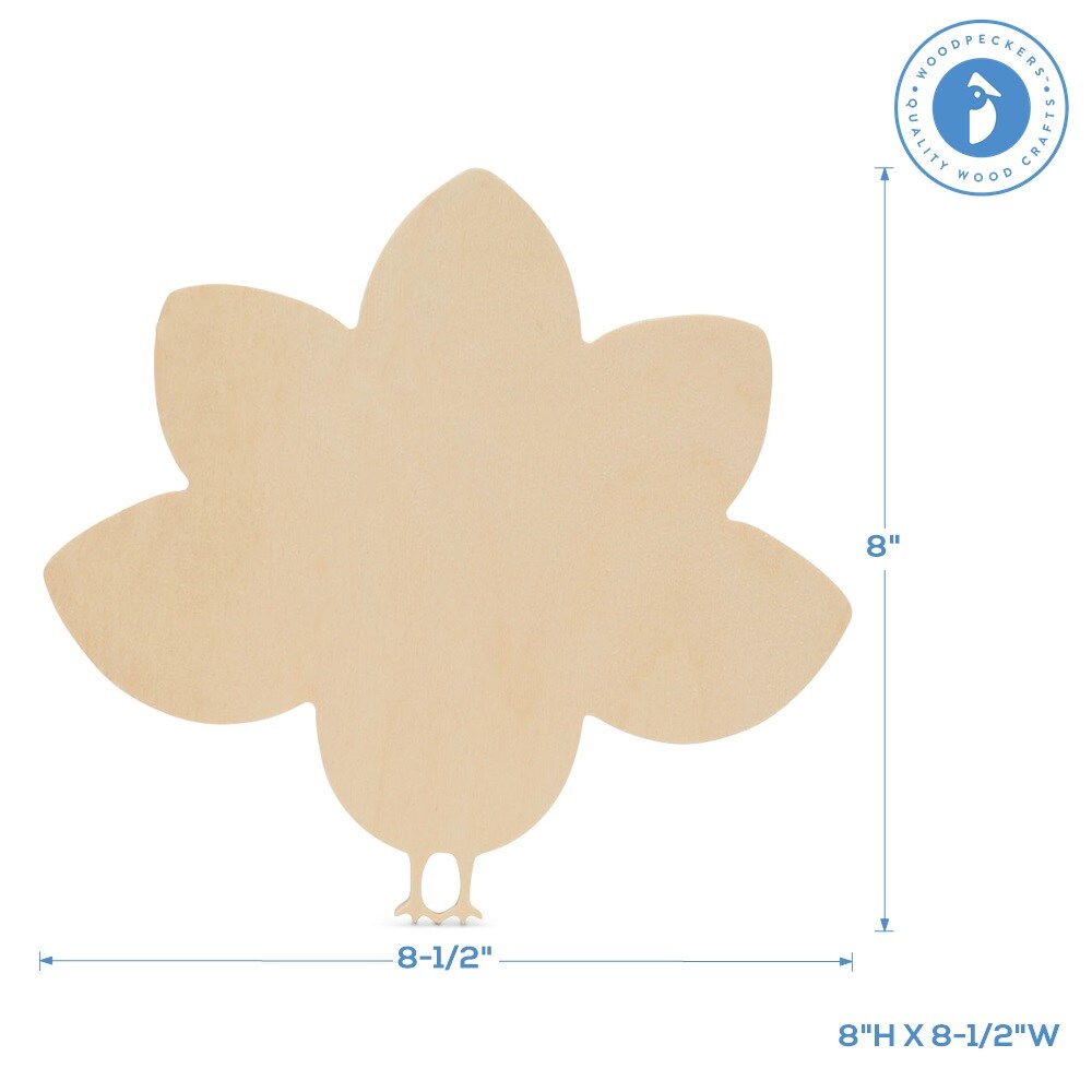 Whimsical Wood Turkey Cutout, Multiple Sizes, DIY Thanksgiving Decor/Fall Craft | Woodpeckers