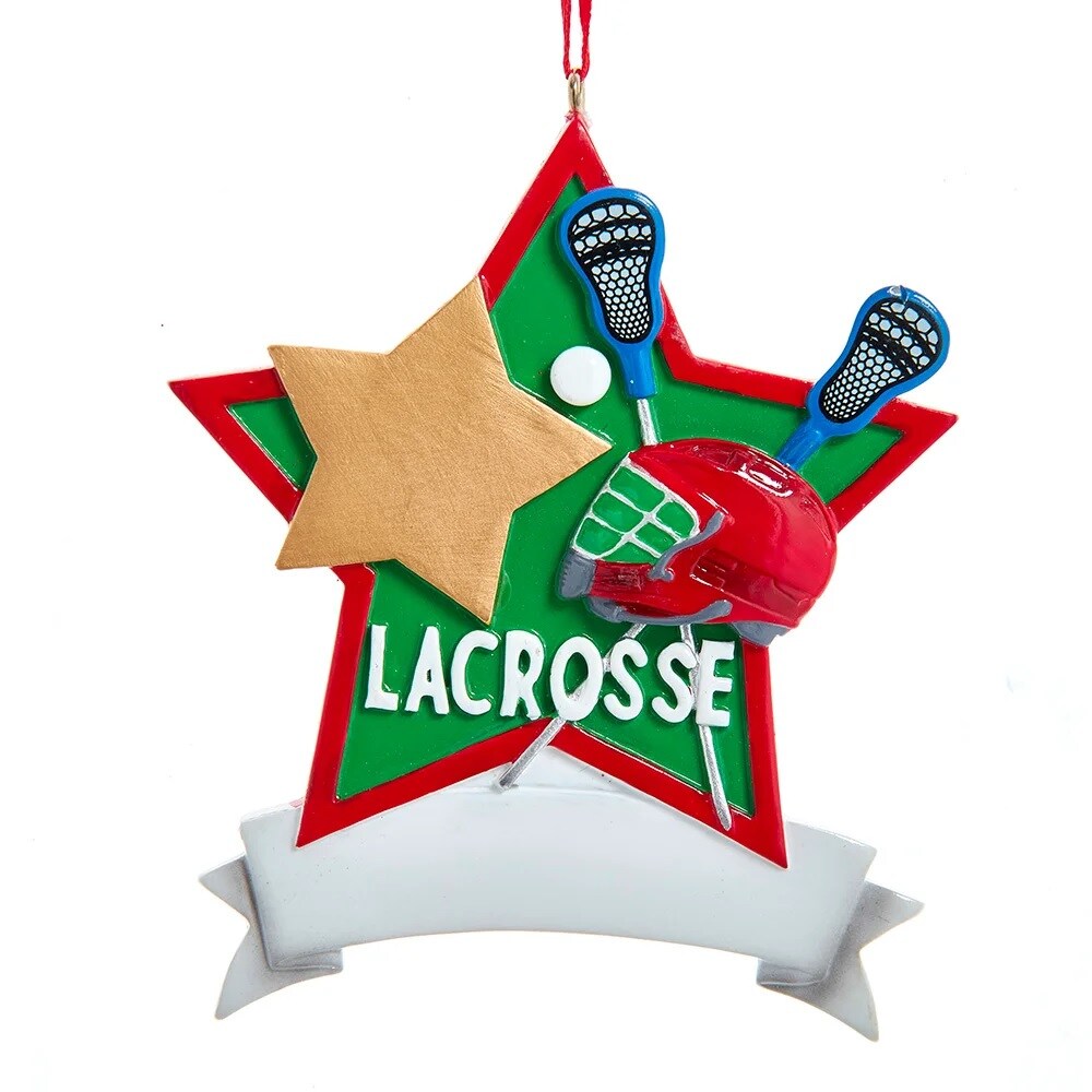 KSA Pack of 12 Red and Green Personalized &#x22;Lacrosse&#x22; Christmas Ornaments 3.75&#x22;