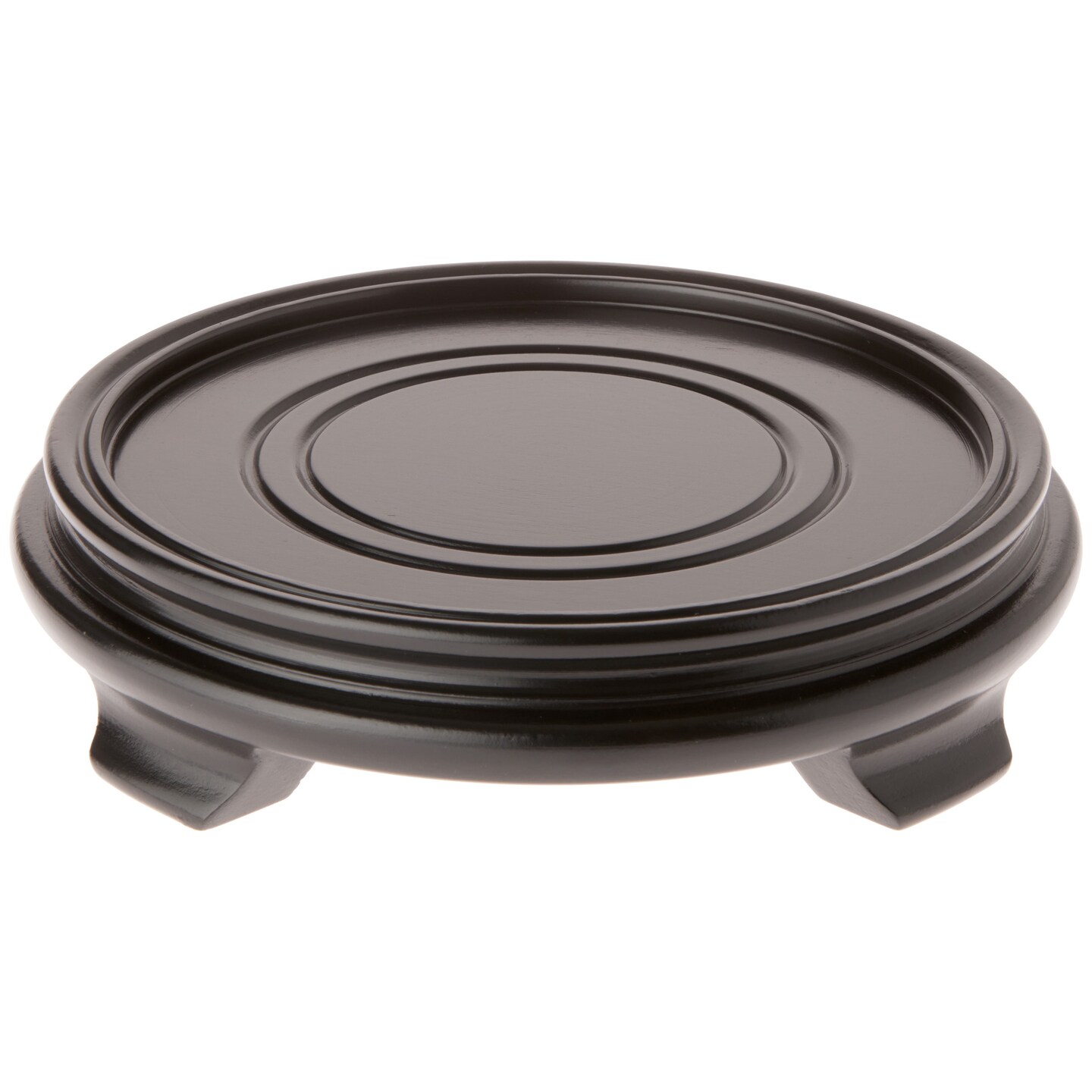 Plymor Black Round Wood Veneer Footed Display Base, 6" W x 6" D x 1.75