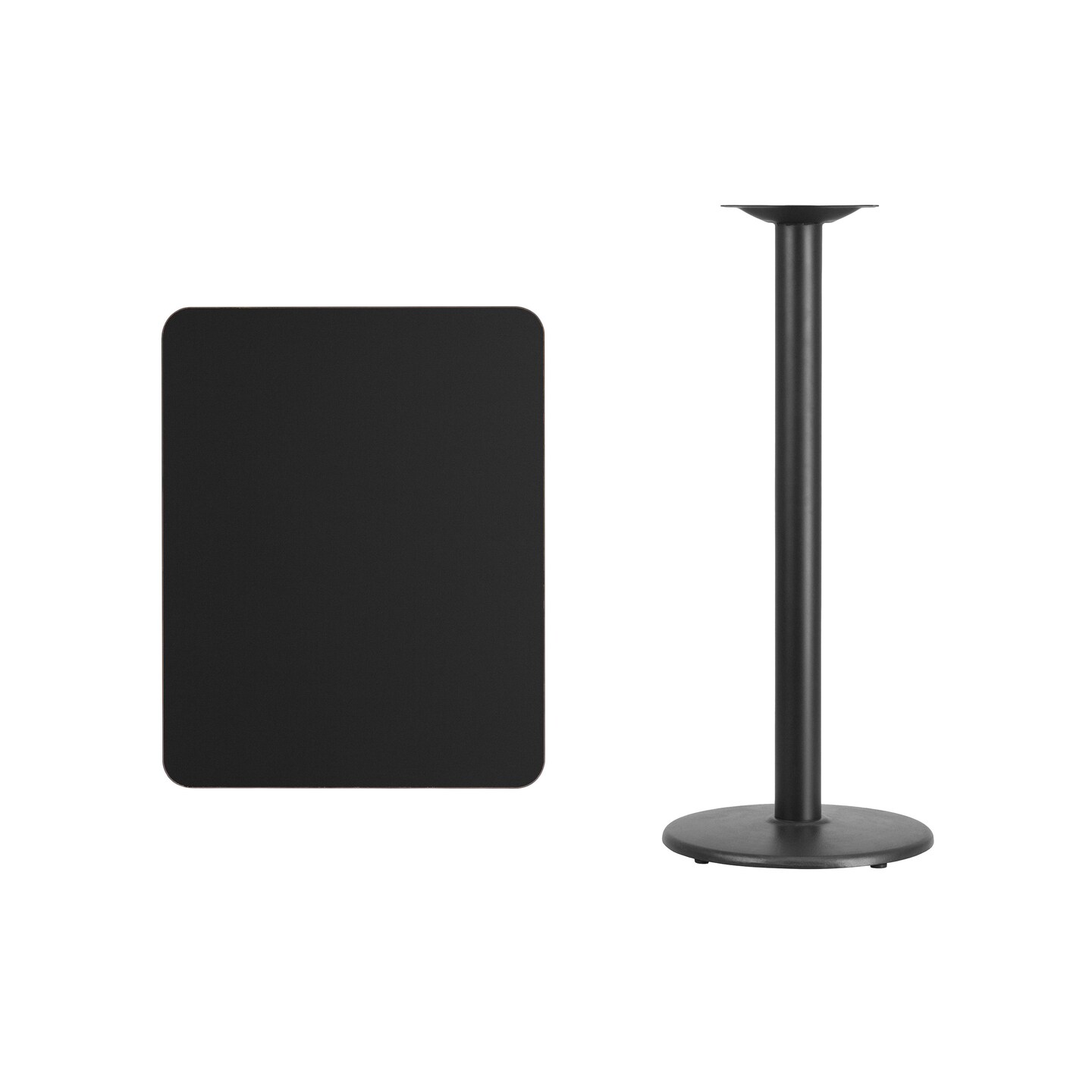 Emma and Oliver 24&#x22;x30&#x22; Rectangular Laminate Bar Table with 18&#x22; Round Base