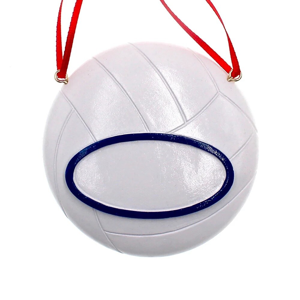 KSA Pack of 12 White and Blue Volleyball Christmas Ornaments 3.25