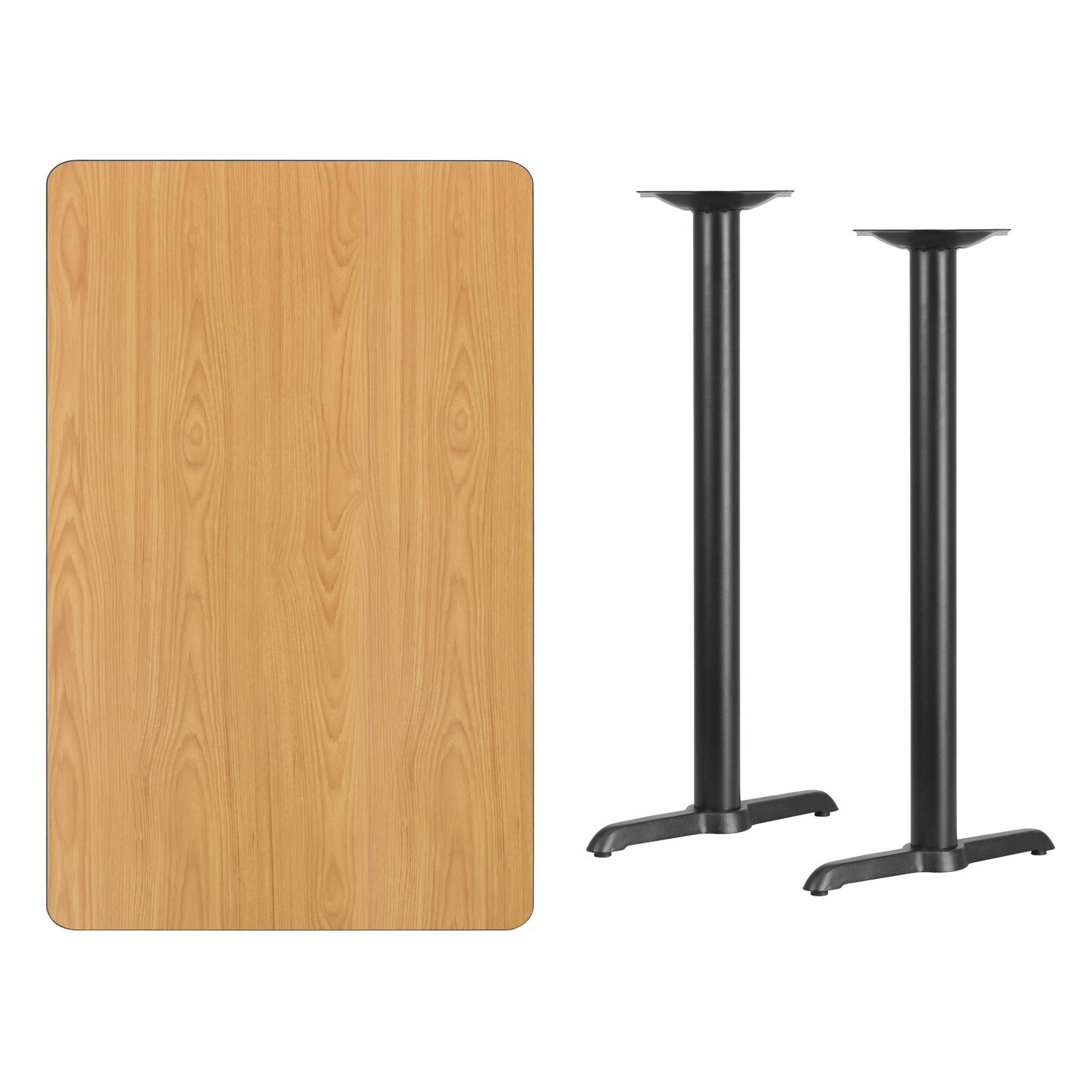 Emma and Oliver 30&#x22;x48&#x22; Rectangular Laminate Bar Table with 5&#x22;x22&#x22; Bases