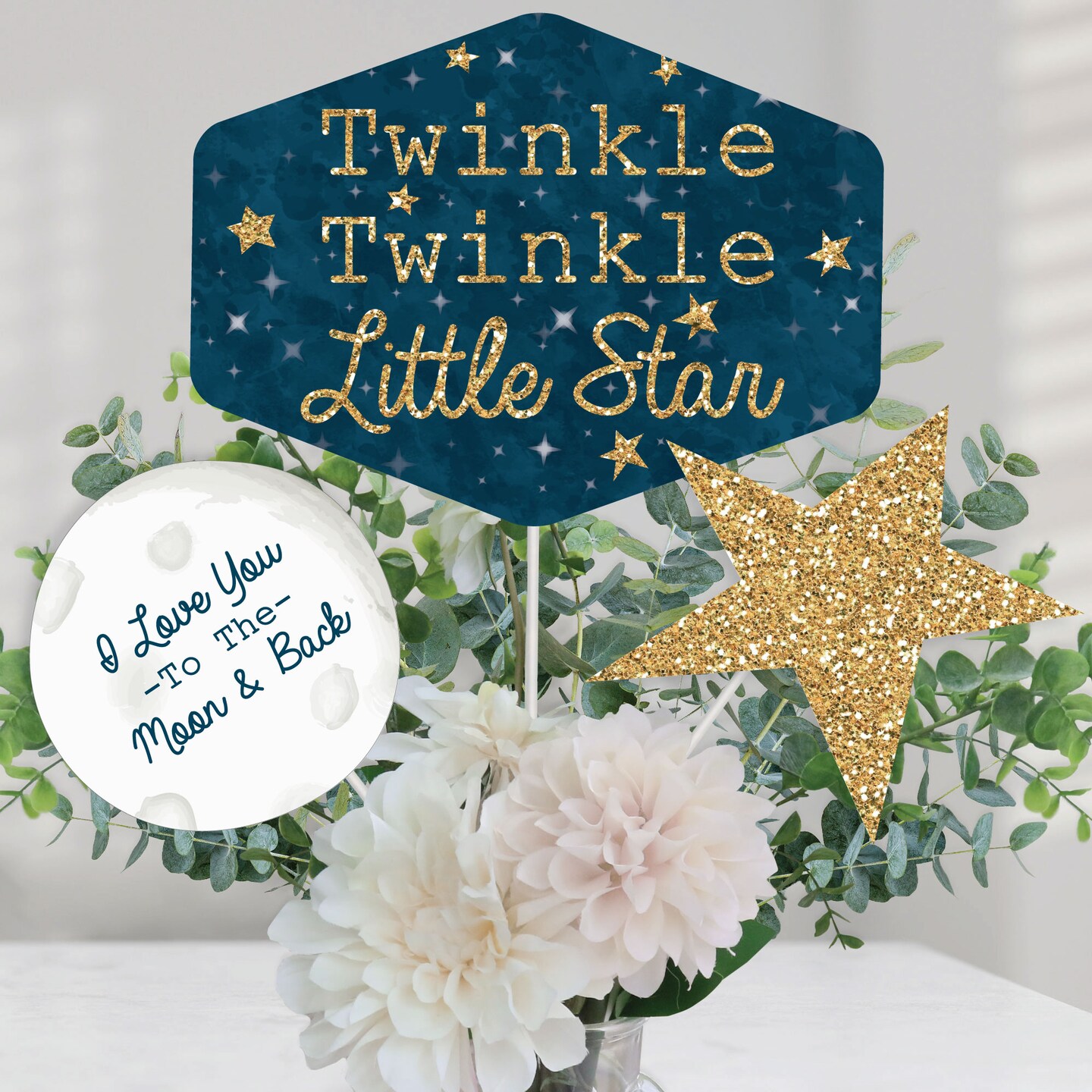 Big Dot of Happiness Twinkle Twinkle Little Star - Baby Shower or Birthday Party Centerpiece Sticks - Table Toppers - Set of 15