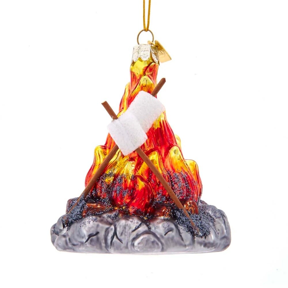 KSA Pack of 8 Red and White Campfire with Marshmallow Christmas Ornaments 4.25"