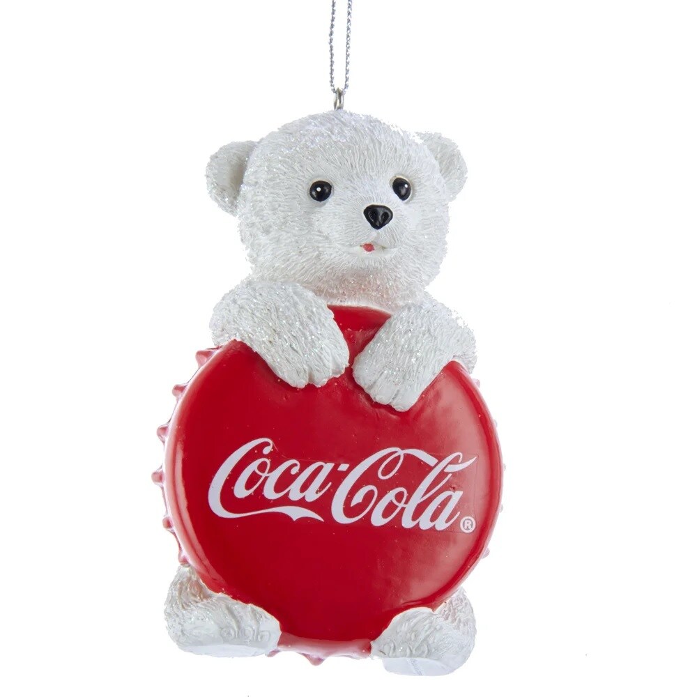 KSA Pack of 12 White and Red Coca-Cola Polar Bear Christmas Ornaments 3.75"
