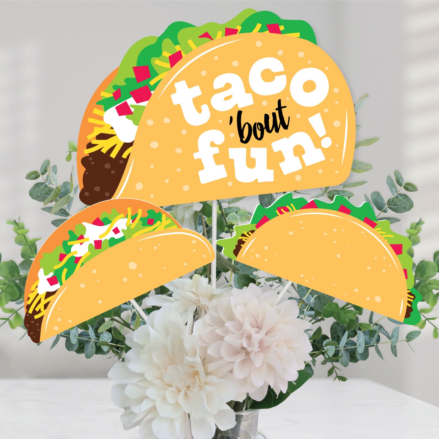 Big Dot of Happiness Taco &#x27;Bout Fun - Fiesta Centerpiece Sticks - Table Toppers - Set of 15