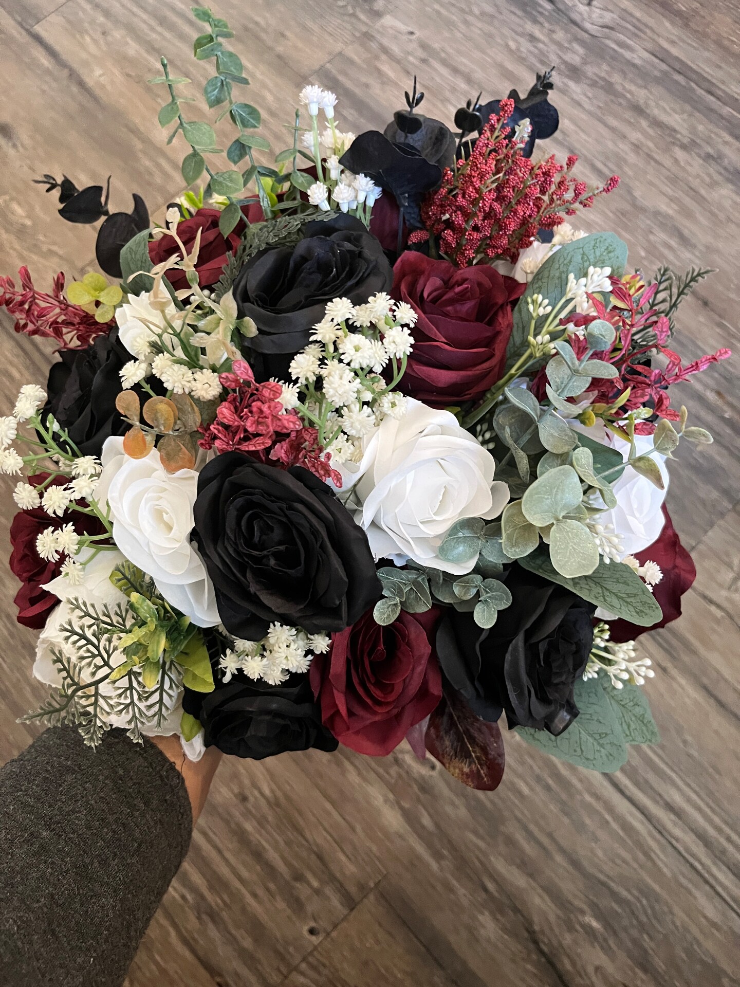 Black white burgundy wedding hotsell