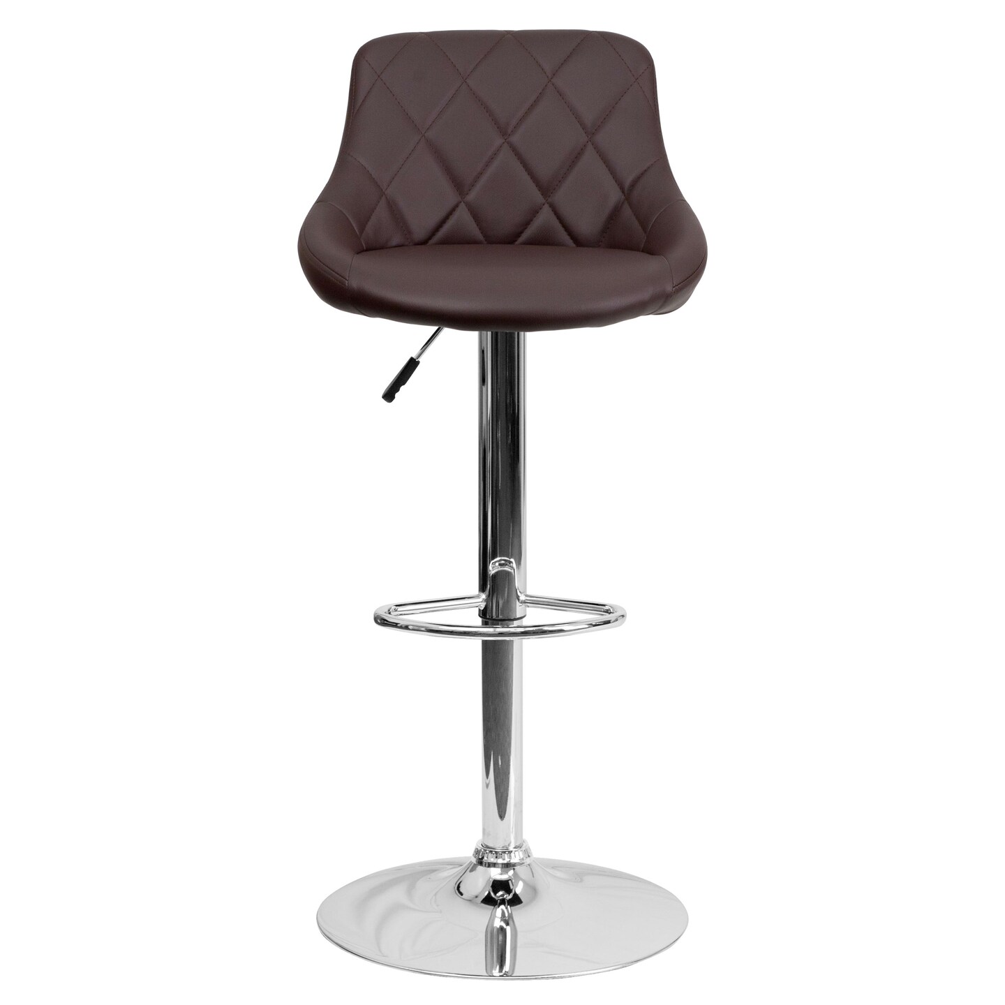 Emma and Oliver 2 Pack Contemporary Vinyl Bucket Seat Adjustable Height Barstool with Diamond Pattern Back and Chrome Base