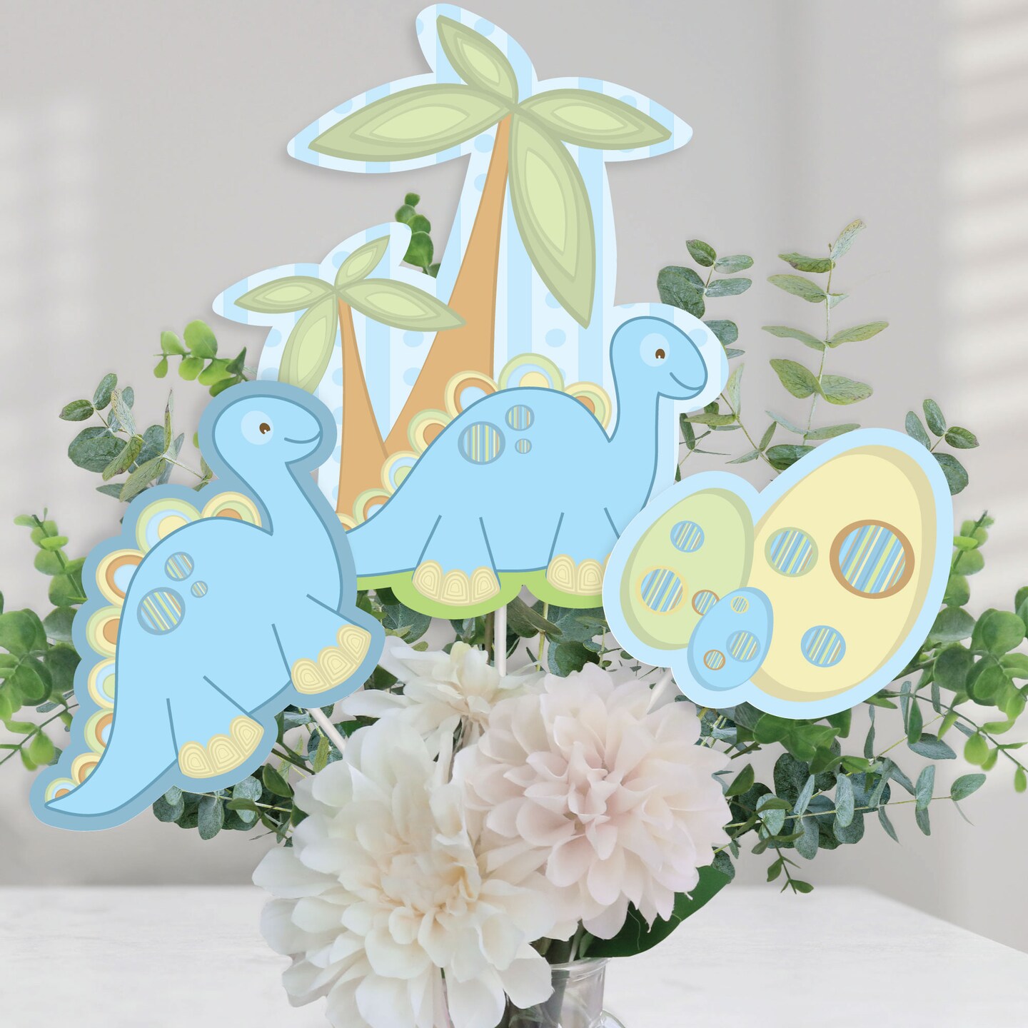 Big Dot of Happiness Baby Boy Dinosaur - Baby Shower or Birthday Party Centerpiece Sticks - Table Toppers - Set of 15