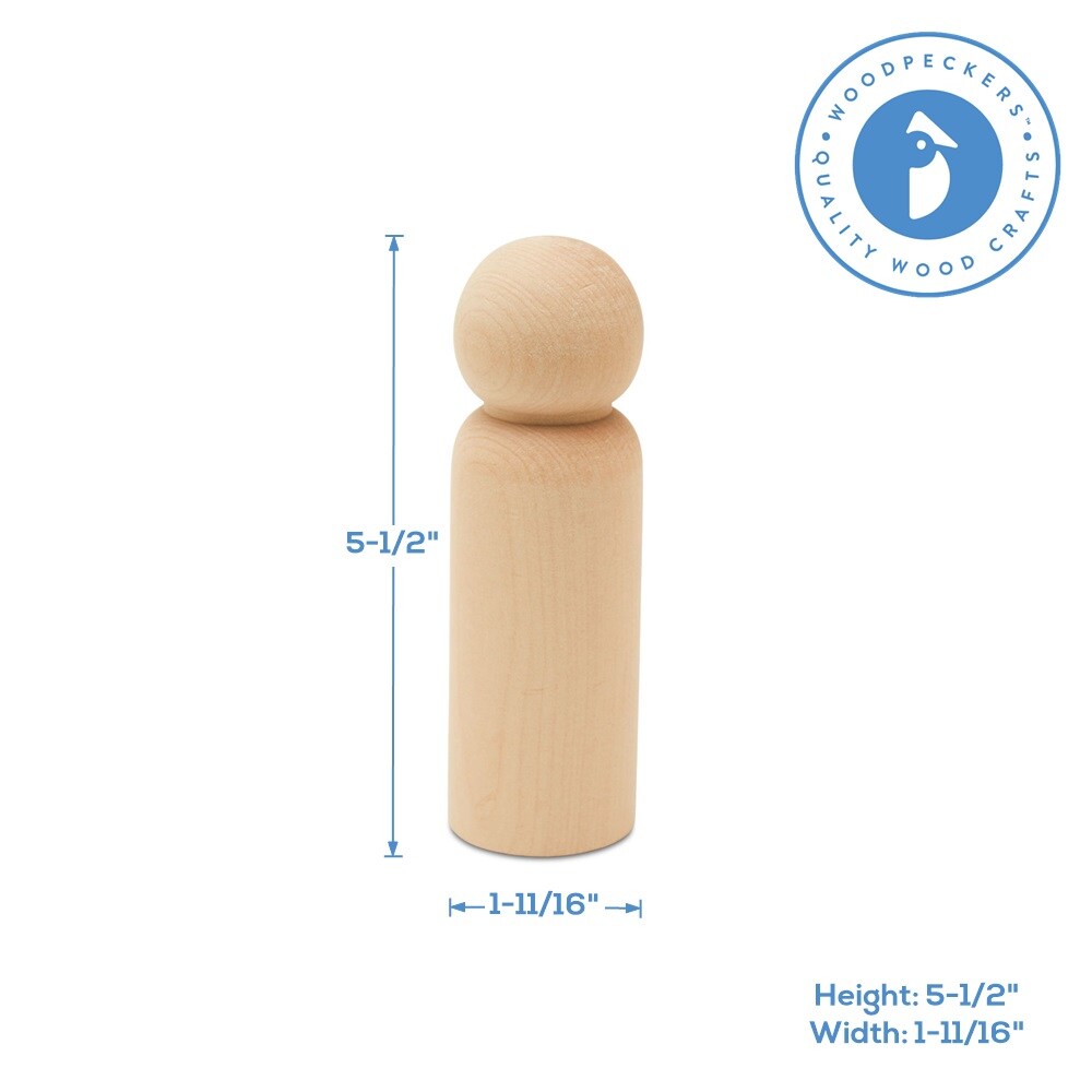 Wood Peg Doll People Unfinished Multiple Sizes Dad, for Crafts &#x26; Play | Woodpeckers
