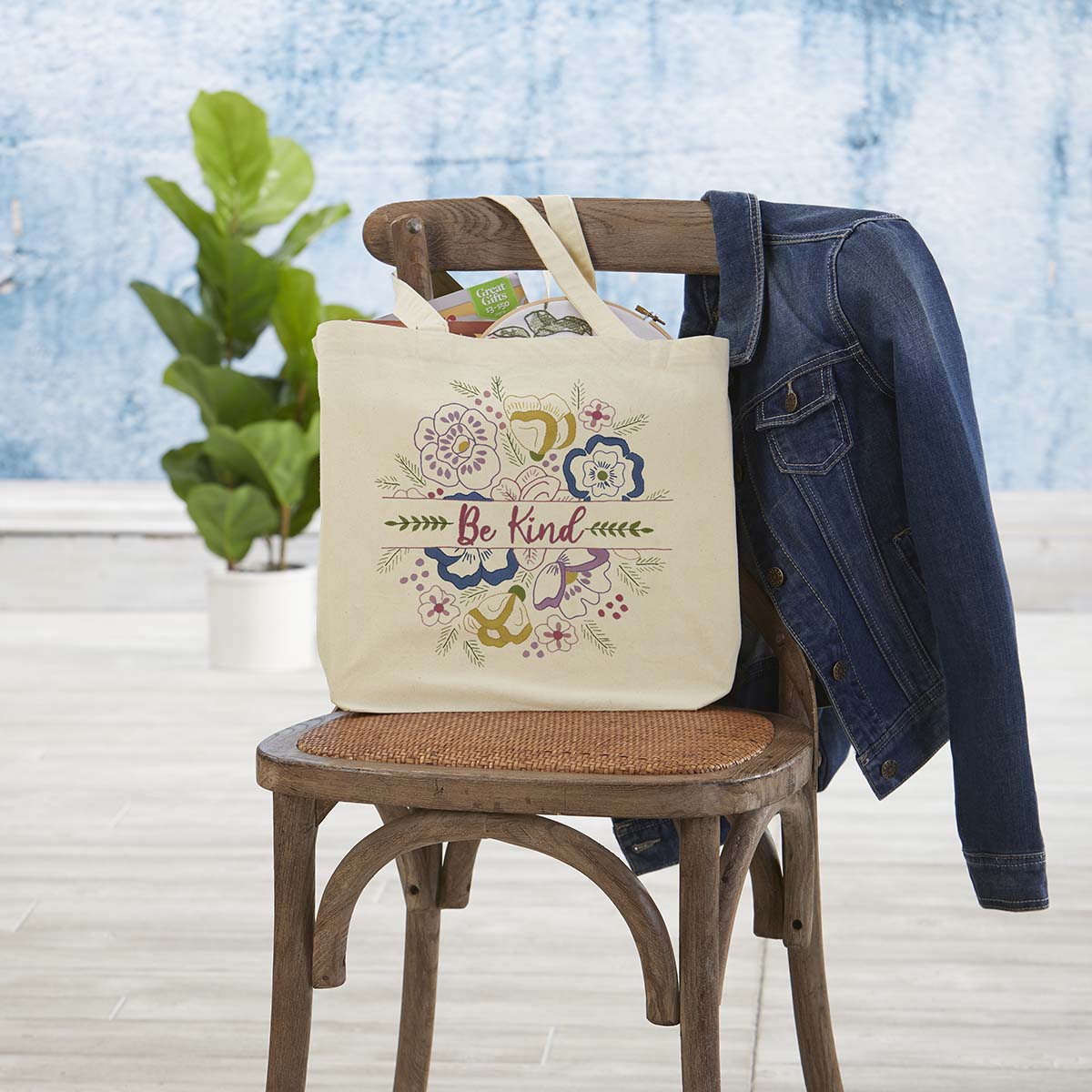 Herrschners  Be Kind Canvas Tote Stamped Embroidery