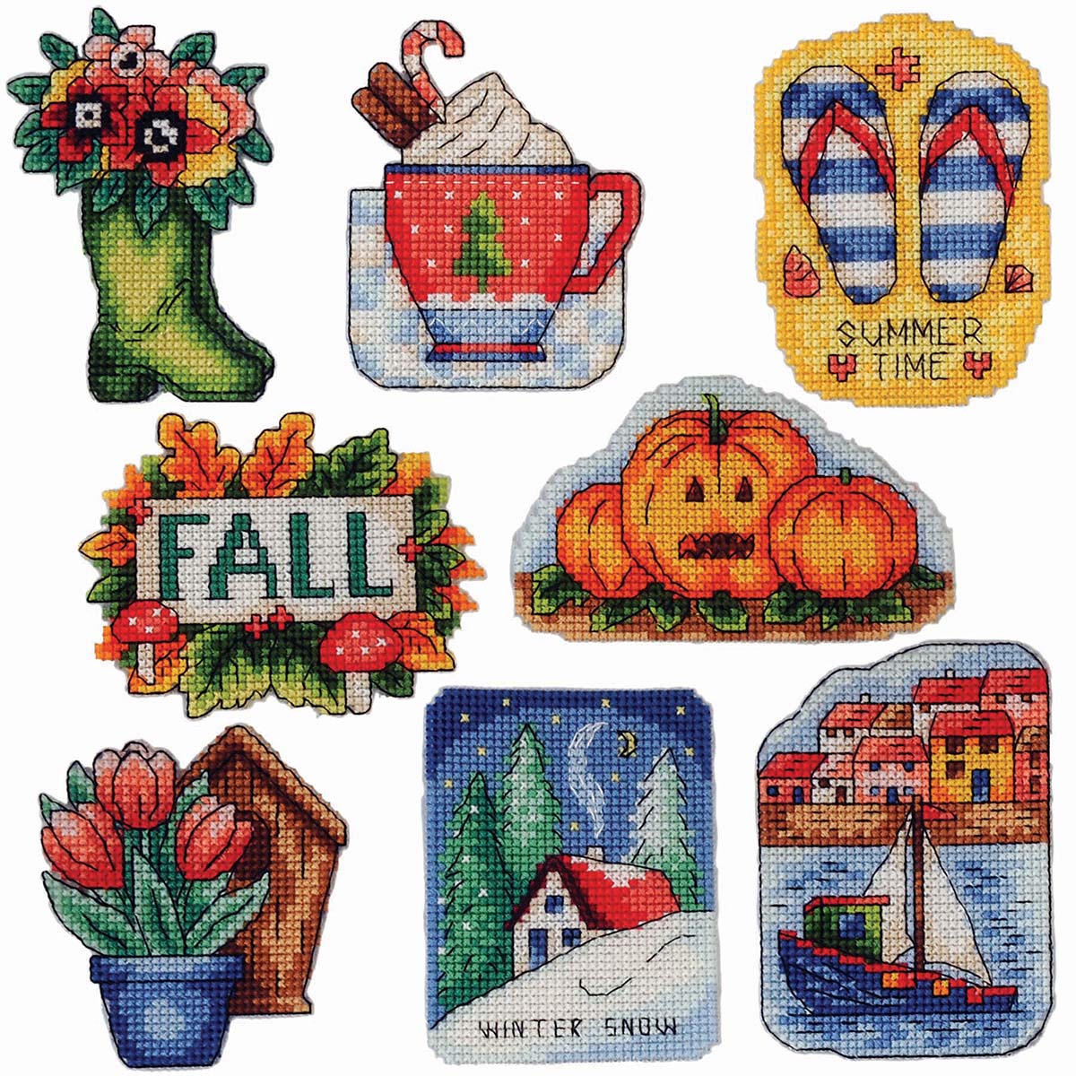 Herrschners  Four Seasons Magnets Counted Cross-Stitch Kit