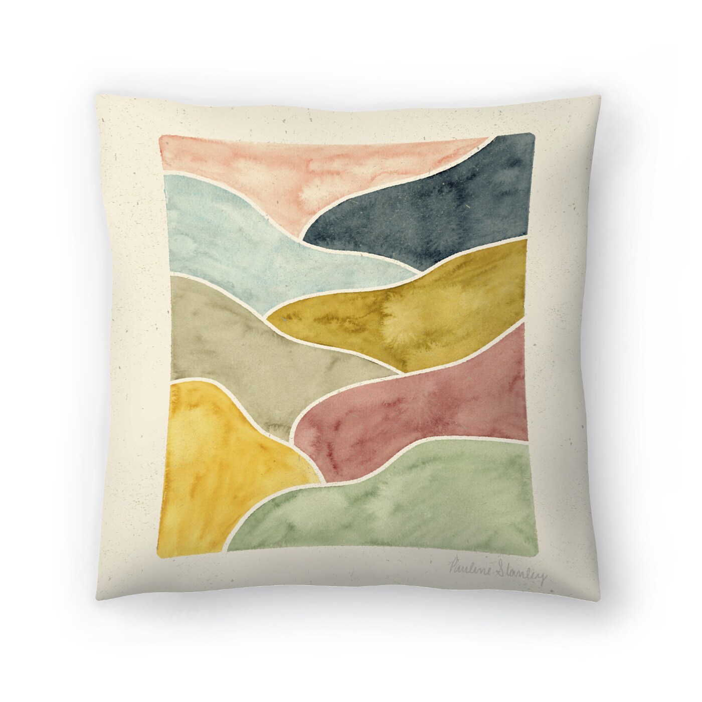 Abstract Landscape Watercolor Throw Pillow Americanflat Decorative Pillow