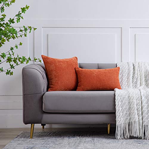 Anickal Fall Pillow Covers 18x18 Inch for Fall Decor Set of 2 Burnt Orange Autumn Rustic Decorative Square Throw Pillow Covers Cushion Case for Sofa Couch Farmhouse Home Decorations