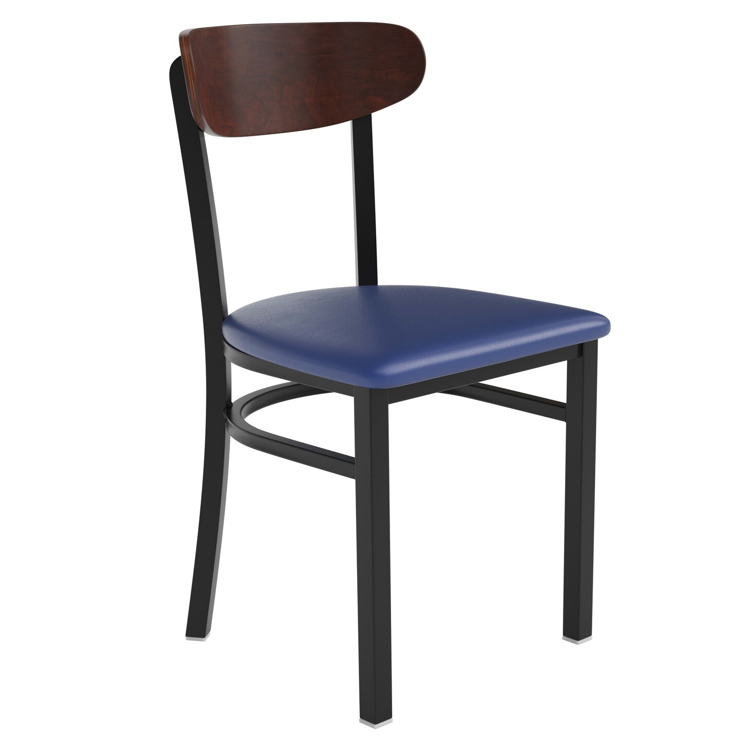 Emma and Oliver Yara Industrial Dining Chair with Rolled Steel Frame and Solid Wood Seat - 500 lbs. Static Weight Capacity