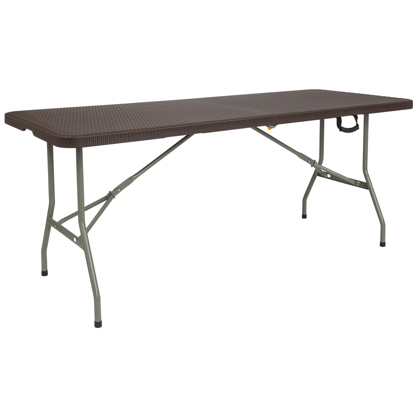 Emma and Oliver 6-Foot Bi-Fold Rattan Plastic Folding Table