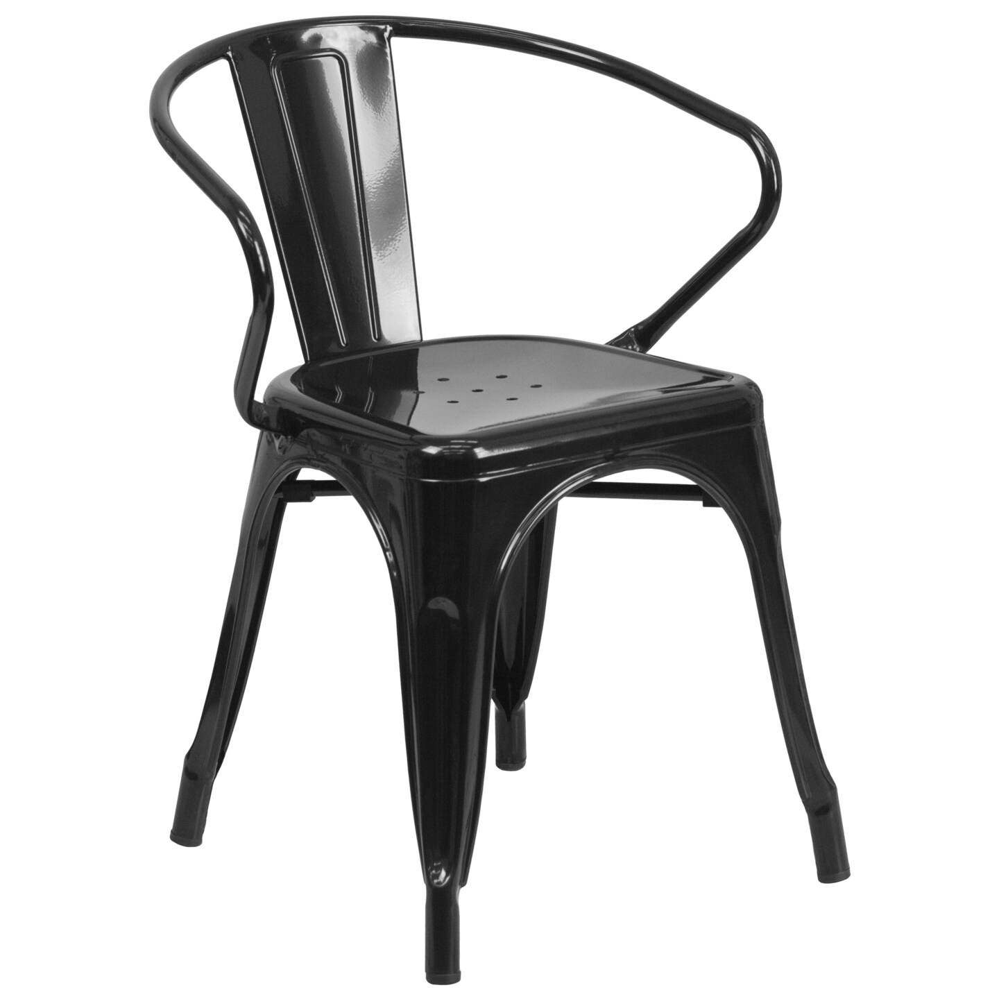 Emma and Oliver Commercial Grade Rectangular Metal Indoor-Outdoor Table Set with 6 Arm Chairs
