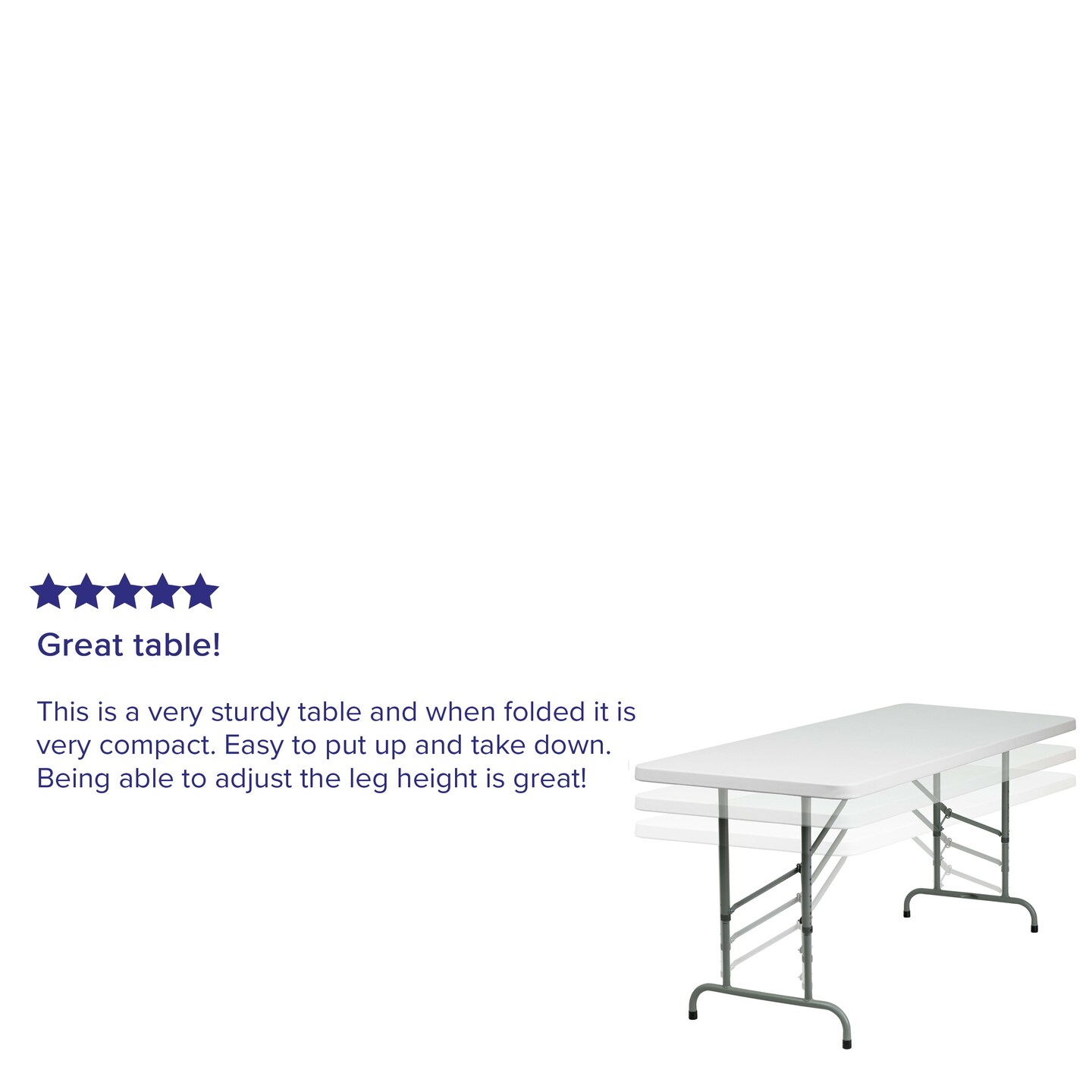 Emma and Oliver 6-Foot Height Adjustable Plastic Folding Table