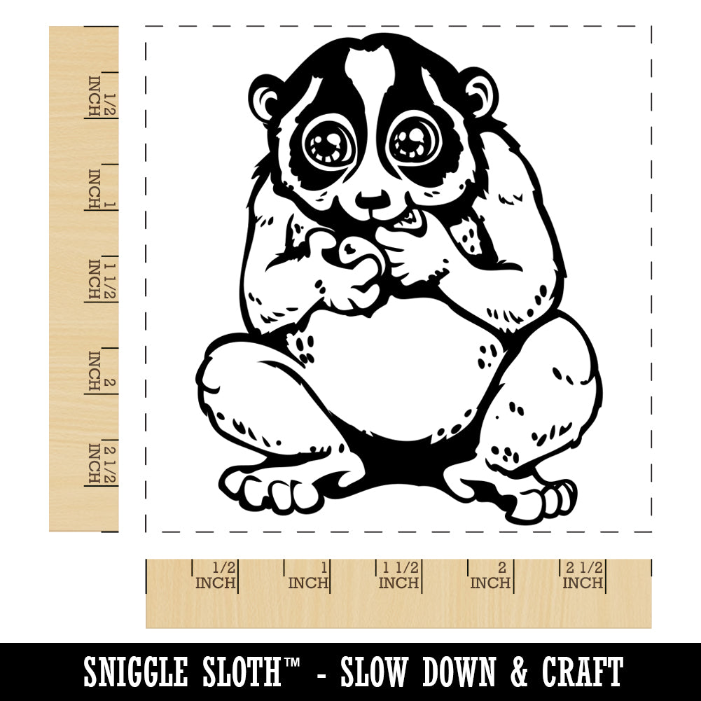Slow Loris Eating Grapes Square Rubber Stamp for Stamping Crafting